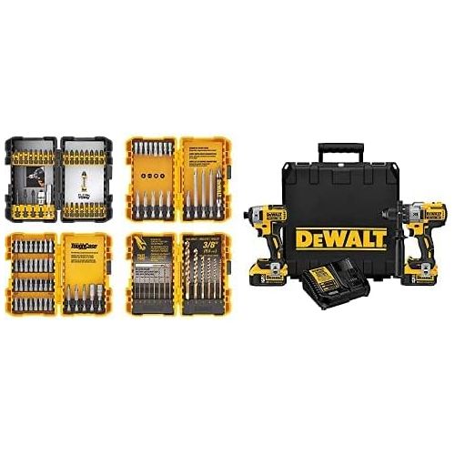  DEWALT DCK299P2 20V MAX XR 5.0Ah Premium Cordless Hammerdrill & Impact Driver Combo Kit with DEWALT DWA2FTS100 Screwdriving and Drilling Set, 100 Piece