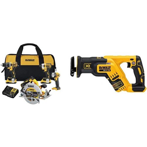  DEWALT 20V MAX XR Brushless Combo Kit, Compact 4-Tool (DCK483D2) & 20V MAX XR Reciprocating Saw, Compact, Tool Only (DCS367B)