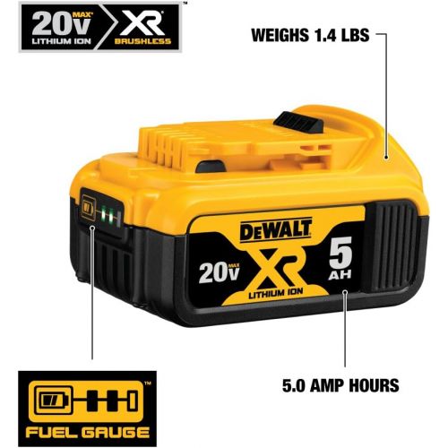  DEWALT DCF899B 20v MAX XR Brushless High Torque 1/2 Impact Wrench with Detent Anvil (Tool Only) & 20V MAX XR 20V Battery, 5.0-Ah, 2-Pack (DCB205-2)