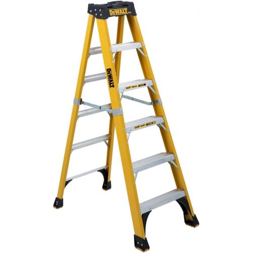  DeWalt 6-Feet Fiberglass Stepladder, 500-Pound Duty Rating, DXL3810-06,Silver