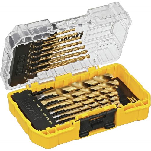  DEWALT 20V MAX Cordless Drill / Driver Kit, Compact, 1/2-Inch (DCD771C2) & Titanium Drill Bit Set, 21-Piece (DW1342)