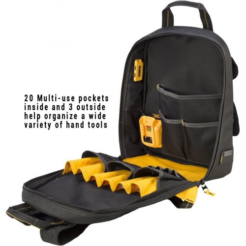  Custom Leathercraft DEWALT DGC530 USB Charging Tool Backpack, Black/Yellow