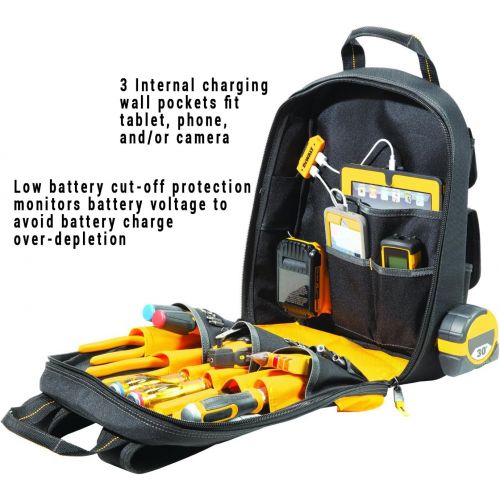  Custom Leathercraft DEWALT DGC530 USB Charging Tool Backpack, Black/Yellow