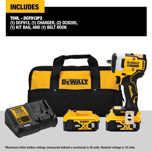  DEWALT DCF913P2 20V MAX* 3/8 in. Cordless Impact Wrench with Hog Ring Anvil Kit