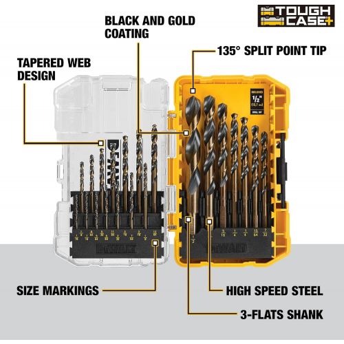  DEWALT DWA1181 21-Piece Set Black Oxide Coated Hss Twist Drill Bit Set