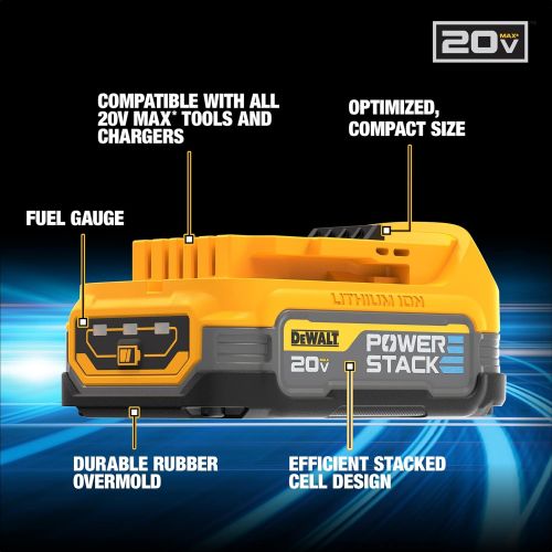  DEWALT 20V MAX* Starter Kit with POWERSTACK Compact Battery and Charger (DCBP034C)