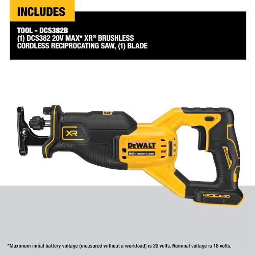  DEWALT DCS382B 20V MAX* XR Brushless Cordless Reciprocating Saw (Tool Only)