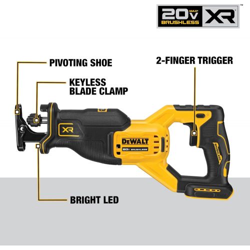  DEWALT DCS382B 20V MAX* XR Brushless Cordless Reciprocating Saw (Tool Only)