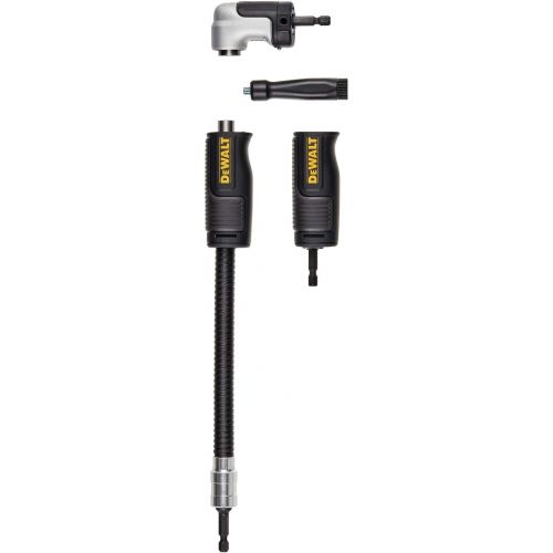  DEWALT Right Angle Drill Adaptor, FlexTorq, 4-in-1 System, Compact, Straight Flexible Shaft, 12-Inch (DWAMRASETFT)