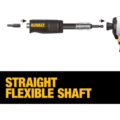  DEWALT Right Angle Drill Adaptor, FlexTorq, 4-in-1 System, Compact, Straight Flexible Shaft, 12-Inch (DWAMRASETFT)