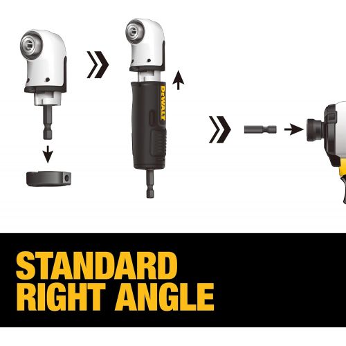  DEWALT Right Angle Drill Adaptor, FlexTorq, 4-in-1 System, Compact, Straight Flexible Shaft, 12-Inch (DWAMRASETFT)