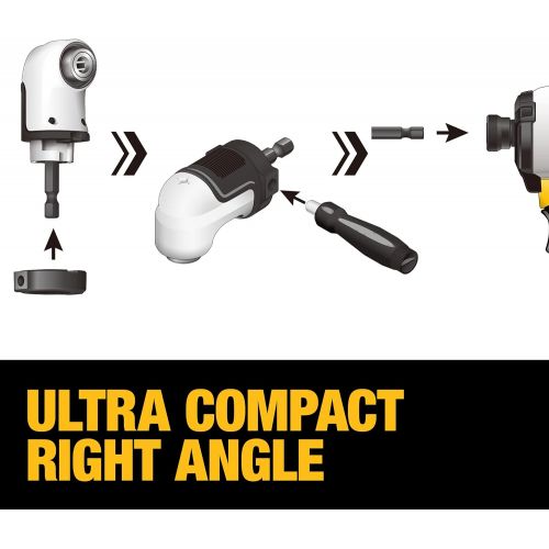  DEWALT Right Angle Drill Adaptor, FlexTorq, 4-in-1 System, Compact, Straight Flexible Shaft, 12-Inch (DWAMRASETFT)