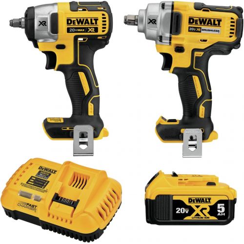  DEWALT 20V MAX* XR Impact Wrench, Cordless Kit, 1/2-Inch Mid-Range and 3/8-Inch Compact, 2-Tool (DCK205P1)