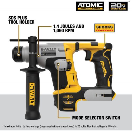  DEWALT DCH172B ATOMIC 20V MAX* 5/8 In. Brushless SDS PLUS Rotary Hammer (Tool Only)