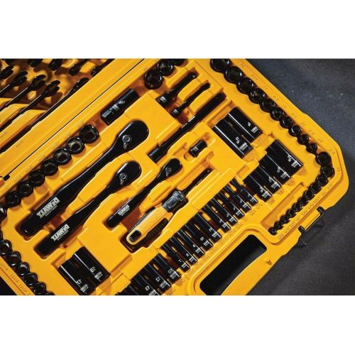  DEWALT Drive Socket Set for Mechanics, Black Chrome Polish, 184-Piece (DWMT45184)