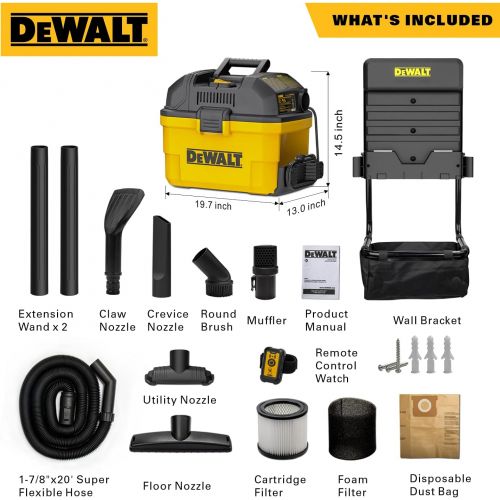  DEWALT Portable 6 Gallon 5 Horsepower Wall-Mounted Garage Wet Dry Vacuum Cleaner DXV06G