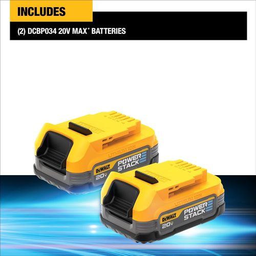  DEWALT 20V MAX* POWERSTACK Compact Battery, 2 Pack (DCBP034-2)