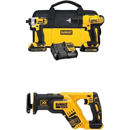  DEWALT DCK240C2 20v Lithium Drill Driver/Impact Combo Kit (1.3Ah) with 20V Max XR Brushless Compact Reciprocating Saw