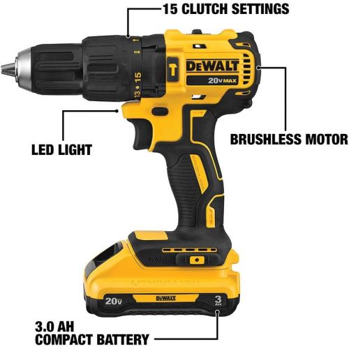  DEWALT DCD778L1 20V Max Cordless Compact Hammer Drill/Driver