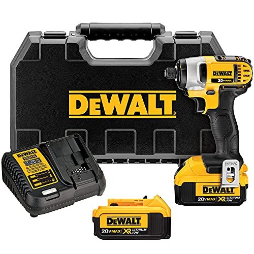  DEWALT 20V MAX Impact Driver Kit, 4.0-Ah, 1/4-Inch (DCF885M2)