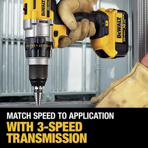  DEWALT 20V MAX Drill/Driver, 3-Speed, Premium 4.0Ah Kit (DCD980M2)