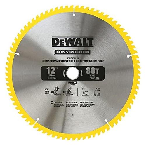  DEWALT 12-Inch Miter Saw Blade, Crosscutting, Tungsten Carbide, 80-Tooth, 2-Pack (DW3128P5)