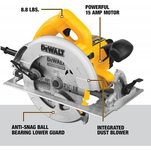  DEWALT 7-1/4-Inch Circular Saw, Lightweight, Corded (DWE575)