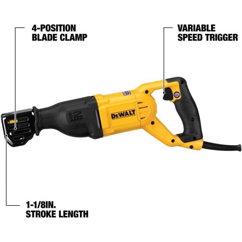  DEWALT Reciprocating Saw, Corded, 12-Amp (DWE305)