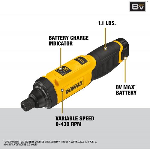  DEWALT 8V MAX Cordless Screwdriver Kit, Gyroscopic, 1 Battery, Electric (DCF682N1)