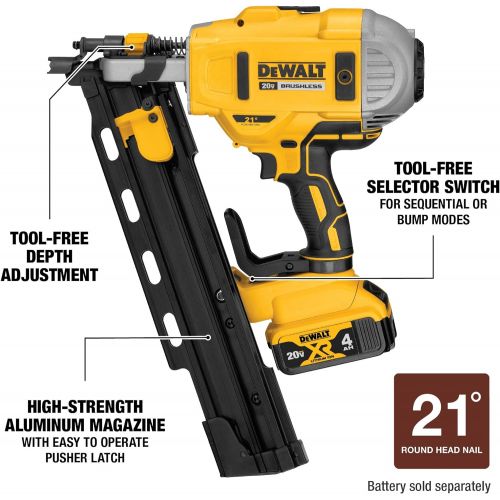  DEWALT 20V MAX Framing Nailer, 21-Degree, Plastic Collated, Tool Only (DCN21PLB)