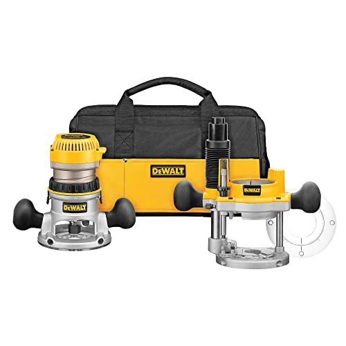  DEWALT Router, Fixed/Plunge Base Kit, Variable Speed, Soft Start, 2-1/4-HP (DW618PKB)