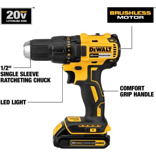  DEWALT 20V MAX Cordless Drill / Driver Kit, Compact, Brushless (DCD777C2)