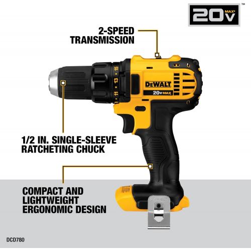  DEWALT 20V MAX Combo Kit, Compact 4-Tool (DCK421D2)