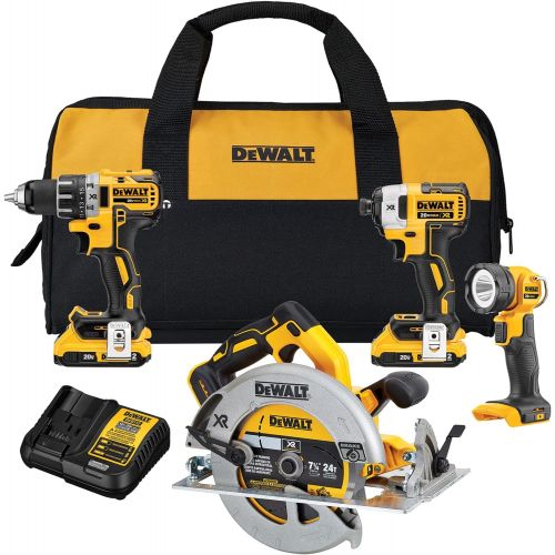  DEWALT 20V MAX XR Brushless Combo Kit, Compact 4-Tool (DCK483D2)