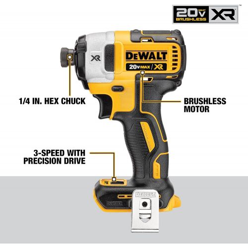  DEWALT 20V MAX XR Brushless Combo Kit, Compact 4-Tool (DCK483D2)