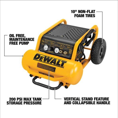  [아마존베스트]Dewalt D55146 1.6 Hp Continuous 200 Psi, 4.5 Gallon Compressor, 17 x 33.75 x 24.5