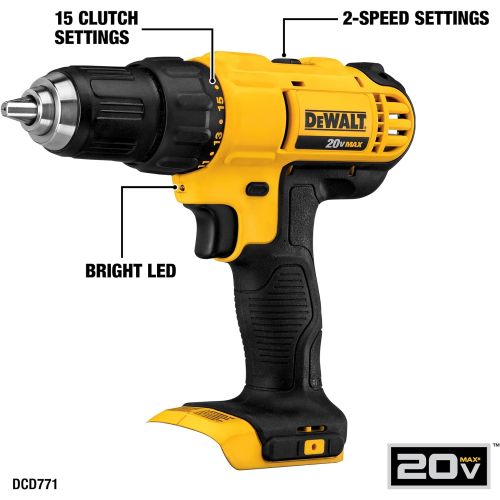  [아마존베스트]DEWALT 20V MAX Cordless Drill Combo Kit , 5-Tool (DCK551D1M1)