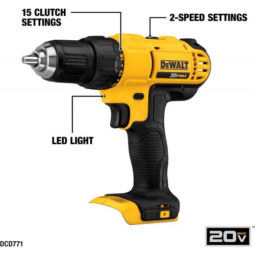  [아마존베스트]DEWALT 20V MAX Cordless Drill Combo Kit, 4-Tool (DCK466D2)