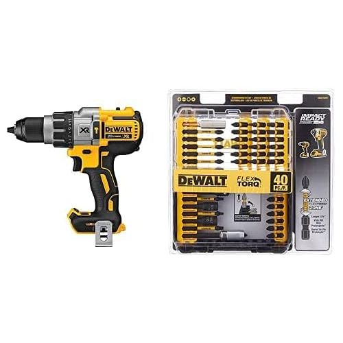  [아마존베스트]DEWALT DCD996B Bare Tool 20V MAX XR Lithium Ion Brushless 3-Speed Hammer Drill (Tool Only) with DEWALT DWA2T40IR IMPACT READY FlexTorq Screw Driving Set, 40-Piece