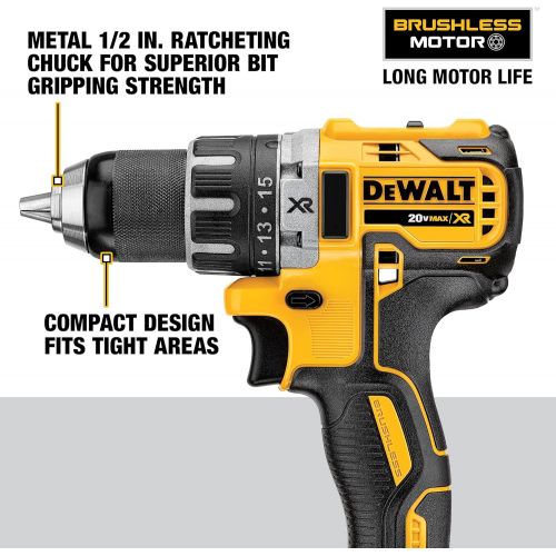  [아마존베스트]DEWALT 20V MAX Cordless Drill / Driver Kit, Brushless, 1/2-Inch (DCD791D2)