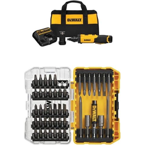  [아마존베스트]DEWALT DCF681N2 8V Max Gyroscopic Screwdriver with Conduit Reamer with DEWALT DW2166 45 Piece Screwdriving Set with Tough Case