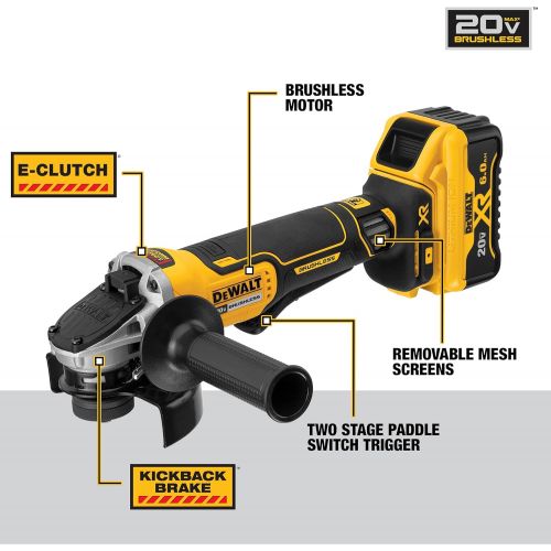  [아마존베스트]DEWALT 20V MAX Angle Grinder Tool Kit, 4-1/2-Inch, Paddle Switch with Brake (DCG413R2)