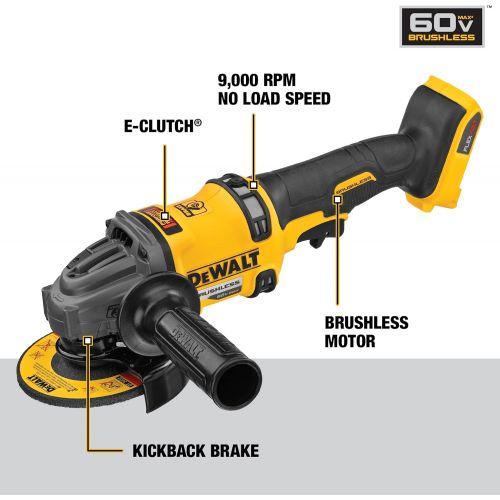  [아마존베스트]DEWALT FLEXVOLT 60V MAX Angle Grinder with Kickback Brake Kit, 4-1/2-Inch to 6-Inch (DCG418X1)