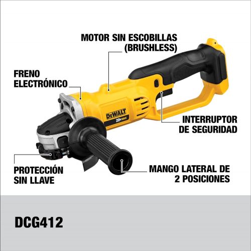  [아마존베스트]DEWALT 20V MAX Angle Grinder Tool Kit, 4-1/2-Inch (DCG412P2), Metallic