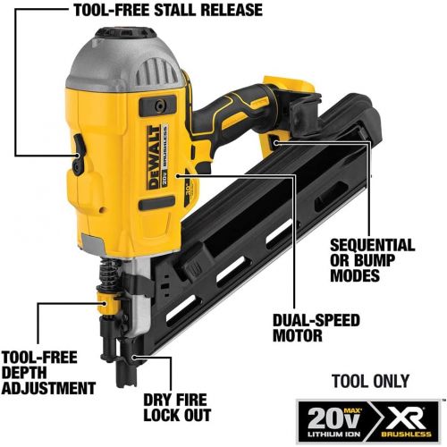  [아마존베스트]DeWalt DCN692B 20V MAX XR Brushless 2 Speed Nailer (Tool Only)