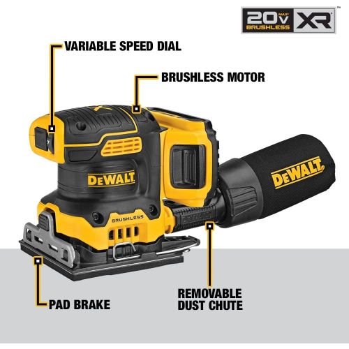  [아마존베스트]DEWALT 20V MAX XR Palm Sander, Sheet, Variable Speed, 5-Ah Battery, 1/4-Inch (DCW200P1)