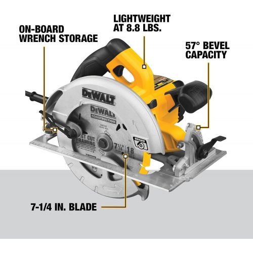  [아마존베스트]DEWALT 7-1/4-Inch Circular Saw with Electric Brake, 15-Amp (DWE575SB)