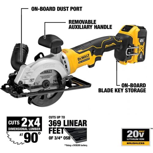  [아마존베스트]DEWALT ATOMIC 20V MAX Circular Saw Kit, 4-1/2-Inch (DCS571P1)