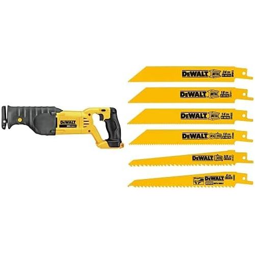  [아마존베스트]DEWALT DCS380B 20-Volt MAX Li-Ion Reciprocating Saw (Tool Only) with DW4856 Metal/Woodcutting Reciprocating Saw Blade Set, 6-Piece