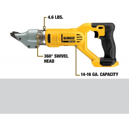  [아마존베스트]DEWALT 20V MAX Metal Shear, Swivel Head, Double Cut, 14GA, Tool Only (DCS494B)